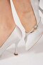 Besla cross-stone buckle women's stiletto silver satin - 3