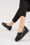 Ayfits Patent Leather Garnished Women's Genuine Leather Shoes Black Skin