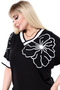 V-Neck Short Batwing Sleeve Floral Stone Embroidered Slit Blouse with Drawstring Waist Elastic Pocketed Pants Set - 6