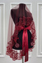 Burgundy Wedding Veil Set, Glass Beads and Sequins Printed Henna Veil Set 6 Pieces