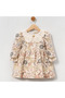 Baby Girl Floral Patterned Dress with Buttons - 4