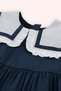 Baby Girl Wide Collar Skirt Flounce Navy Blue Dress - 3