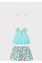 Girl's Printed Shorts and T-Shirt Set 3215 Turquoise