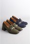 Seç 142 Khaki Suede Women's Shoes with Genuine Leather Buckle and Heels (Heel Height: 5.5 cm) Khaki Suede - 8