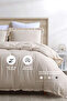 Cotton Stone Washed Ruffle Duvet Cover Set Double 4 Piece Barella Soft Cappuccino - 4