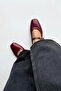 Berny Women's Belt Detail Leather Ballerinas Claret Red - 3