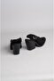 Seç 8040 Genuine Leather Women's Heel Sandals (Heel Height: 9 cm) Black Suede - 5