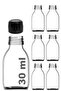 30 ml Transparent Shot Bottle with Lockable Black Cap 30 Cc Ginger Shot White Glass Bottle 6 Pcs