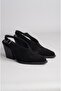 Seç 8040 Genuine Leather Women's Heel Sandals (Heel Height: 9 cm) Black Suede