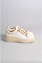 Select 2203 genuine leather sneakers shoes beige - 4