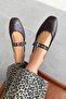 Jules Women's Belt Detail Leather Ballerinas Brown - 6