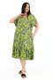 Women's Viscose Half Sleeve V-Neck Ruffle Dress Green - 3
