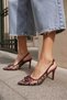 Toronto Women's Burgundy Leopard Detail Heel Shoes - 4