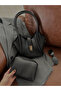 Women's Long Strap Shoulder and Crossbody Bag with Black Mini Lock Detail Makeup Bag - 4