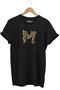 Leopard Patterned Birthday Gift Letter m Printed 100% Cotton Regular Fit Crew Neck T-Shirt