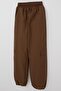 Girl's Parachute Jogger Pants with Cargo Pockets, Ages 7-12, Dark Brown - 3
