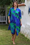 Dark Blue Shirt Collar Buttoned Long Sleeve Hidden Pocket Slit Casual Viscose Woven Dress 125 65 - 3