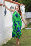 Green Skirt with Hidden Pocket, Ruffled Adjustable Straps, Casual Viscose Woven Dress 128 66 - 3