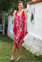Red Strappy Buttoned Pocketed Allover Printed Casual Viscose Woven Dress 115 60 - 5