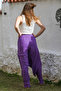 Purple Thin Lined Wide Leg Woven Trousers with Tie Sides, Elastic Waist and Tie Waist 110 58 - 7