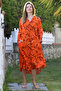 Orange Judge Collar Buttoned Long Sleeve Hidden Pocket Casual Viscose Woven Dress 125 65 - 5