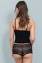 Women's Lace Cotton Combed Athlete Panties Set Black - Swt.0758 - 2