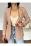 Fletolu Astarlı Slim Blazer Ceket - 5