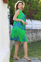 Green Pool Collar Sleeveless Tie-Up Tasseled Allover Printed Casual Viscose Woven Dress 100 60 - 4