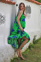 Green Skirt with Hidden Pocket, Ruffled Adjustable Straps, Casual Viscose Woven Dress 128 66 - 7