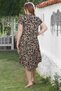 Black-White V-Neck Low Sleeve Casul Viscose Fabric Dress - 6