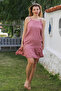 Pastel Pink Skirt Ruffled Adjustable Strap Casual Viscose Woven Dress 105 66 - 2