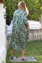 Dark Green Judge Collar Buttoned Long Sleeve Hidden Pocket Casual Viscose Woven Dress 125 65 - 7