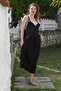 Black Strap Hidden Pocket Buckle Casual Linen Blended Woven Dress 135 58 - 3