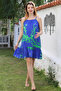 Blue Skirt with Ruffles and Adjustable Straps Allover Printed Casual Viscose Woven Dress 105 66 - 4