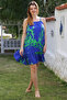 Blue Skirt with Ruffles and Adjustable Straps Allover Printed Casual Viscose Woven Dress 105 66 - 7