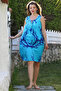 Turquoise Pool Neck Sleeveless Tie-Up Tasseled Allover Printed Casual Viscose Woven Dress 100 60 - 3
