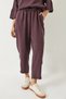Women's Eggplant Boat Neck Half Sleeve Blouse Elastic Waist Baggy Pants Bottom-Top Set 60283118 - 5