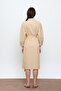 Beige 100% Cotton Midi Length Shirt Dress - 3