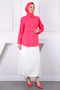 Fuchsia Sleeve Folded Buttoned Linen Shirt - 3
