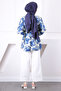 Navy Blue Patterned Buttoned Shirt - 4