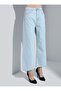 Wide Leg Natural Fabric Jeans - Ice Blue - - 3