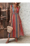 Women's Short Sleeve V-Neck Print Side Slit Single Jersey Dress - 5