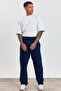 Men's Premium Summer Elastic Waist 100% Cotton Navy Blue Woven Trousers Ls-23100 - 4