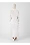 Print Detailed Tunic Pleated Skirt Double Set - White - Tavin - 3