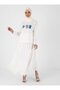 Print Detailed Tunic Pleated Skirt Double Set - White - Tavin