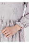 Natural Fabric Lined Scallop Hijab Dress - Antique Lilac - - 4