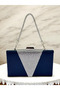 Navy Blue Color Satin Silver Color Crystal Stone Handle Women's Evening Dress Bag - 2