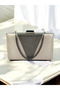 Skin Color Satin Platinum Color Crystal Stone Handle Women's Evening Dress Bag - 4