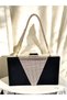 Black Color Satin Rosegold Color Crystal Stone Handle Women's Evening Dress Bag - 2
