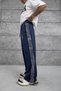 Men's Sweatpants Striped Arma Navy Blue Oversize Baggy Loose Fit 3 Yarns Without Thread - 4